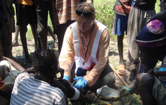 A nurse treating patients. 