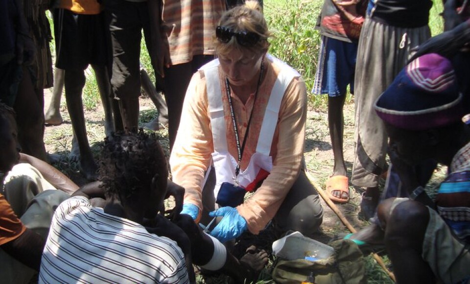 A nurse treating patients. 