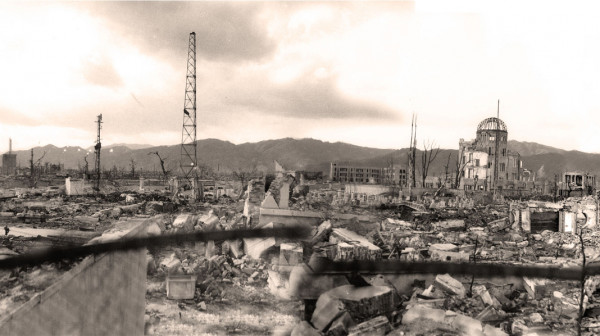 Destroyed buildings in Hiroshima. 