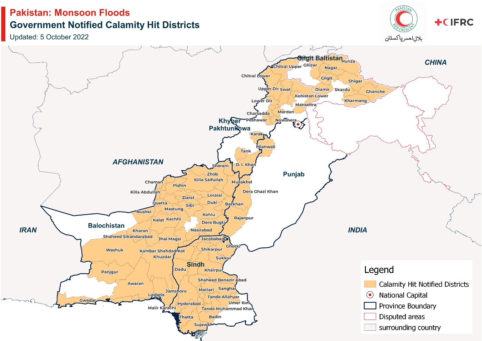 Pakistan monsoon floods map