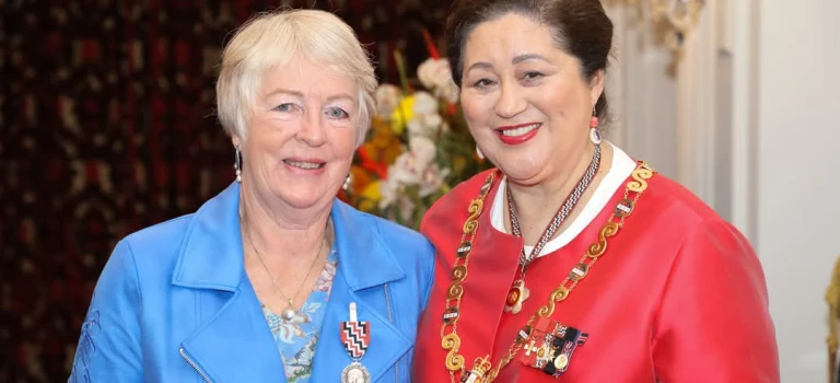 Mary Anne Eyles (L) with Governor General, Dame Cindy Kiro