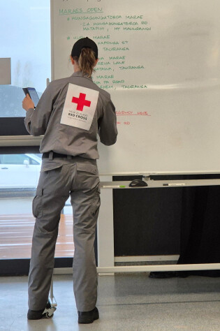 DWST volunteer at the Emergency Assistance Centre in Tauranga ahead of Cyclone Vaianu