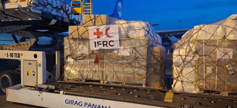 IFRC Humanitarian Aid cargo being loaded in Panama for rapid delivery ito Venezuela