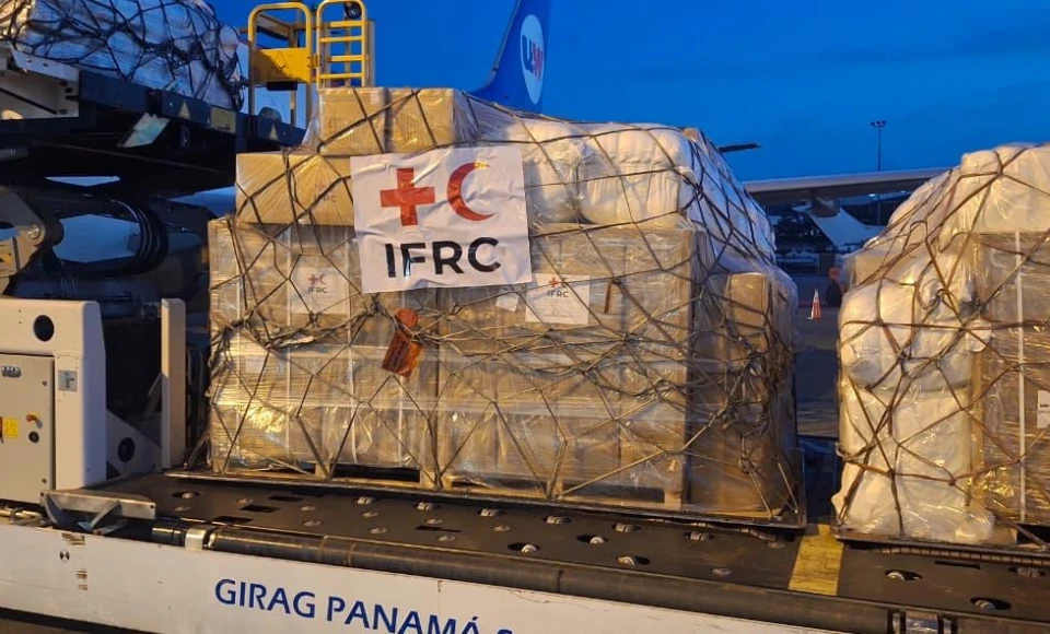 IFRC Humanitarian Aid cargo being loaded in Panama for rapid delivery ito Venezuela