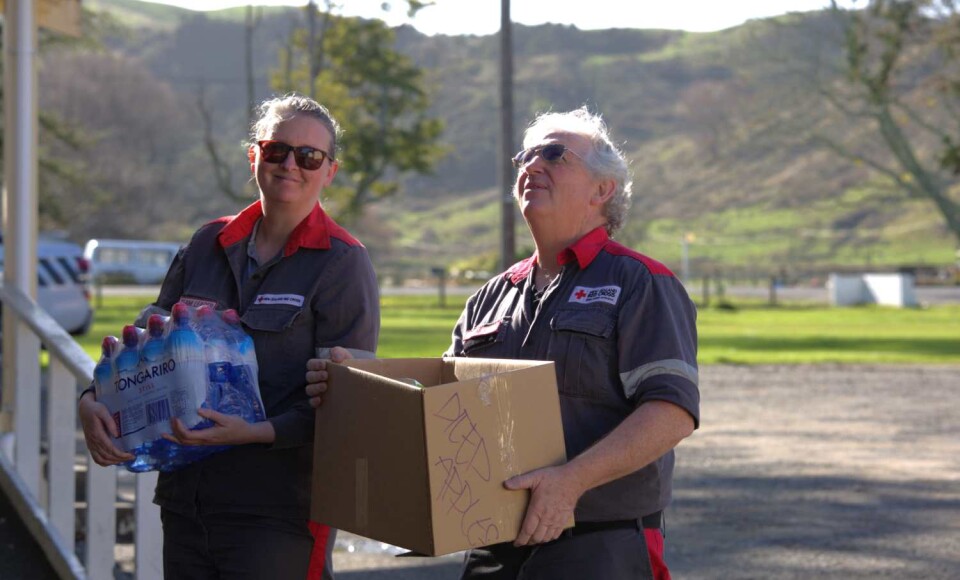 DWST leaders Krystal Boyes and Nick Webb unload supplies in Wairoa after 2024 floods - P6A5940