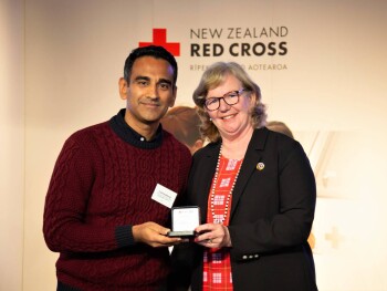 ASB's Lohit Kalburgi with NZRC's National President Kerry Nickels